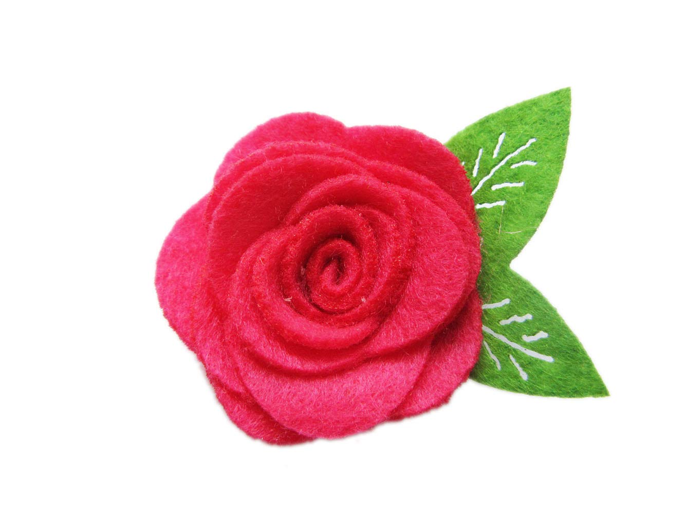 YYCRAFT 20 Pcs 2" Felt Rosette with Leaf,Felt Rose Flowers Applique for DIY Headband Hair Accessory Craft(Hot Pink)