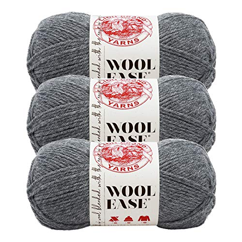 (3 Pack) Lion Brand Yarn Wool-Ease Yarn, Oxford Grey