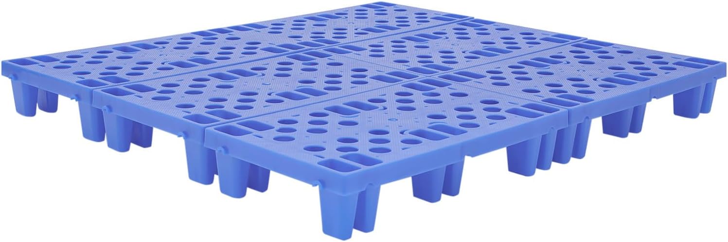 Plastic Pallets, 6 Pcs Lightweight Pallet, Nestable Moisture-Proof Floor Pallets, 19.69" X 11.81" X 3.94" Interlocking Storage Pad with Breathable Grids for Basement Restaurant Kitchen Supermarket