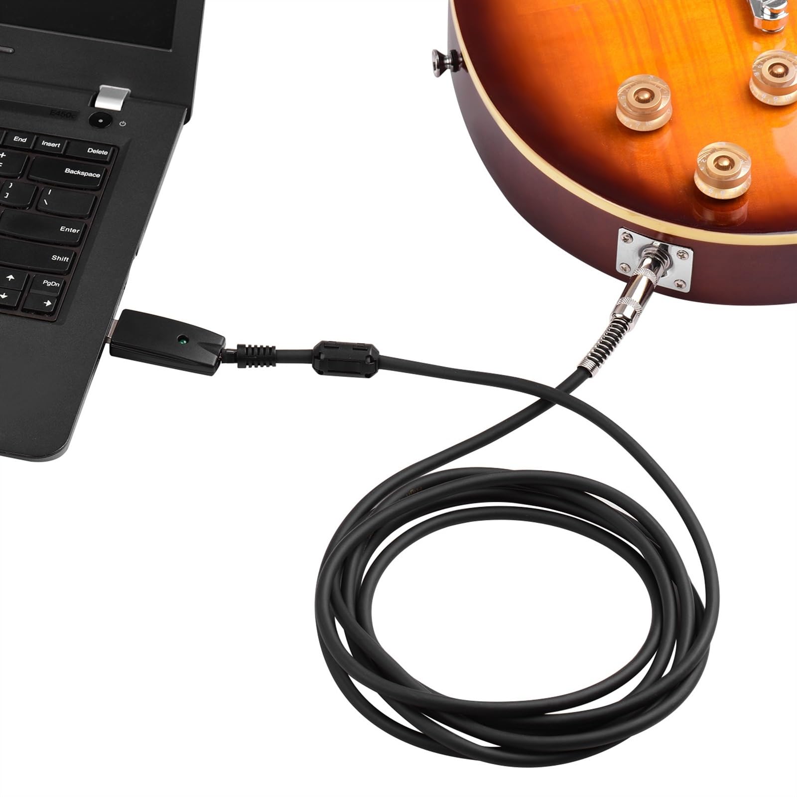 Cavo Audio per Chitarra Cavo Audio per Chitarra USB Interfaccia Maschio USB A Cavo per Chitarra Elettrica Mono da 6,35 Mm 1/4 di Pollice al Collegamento USB del PC