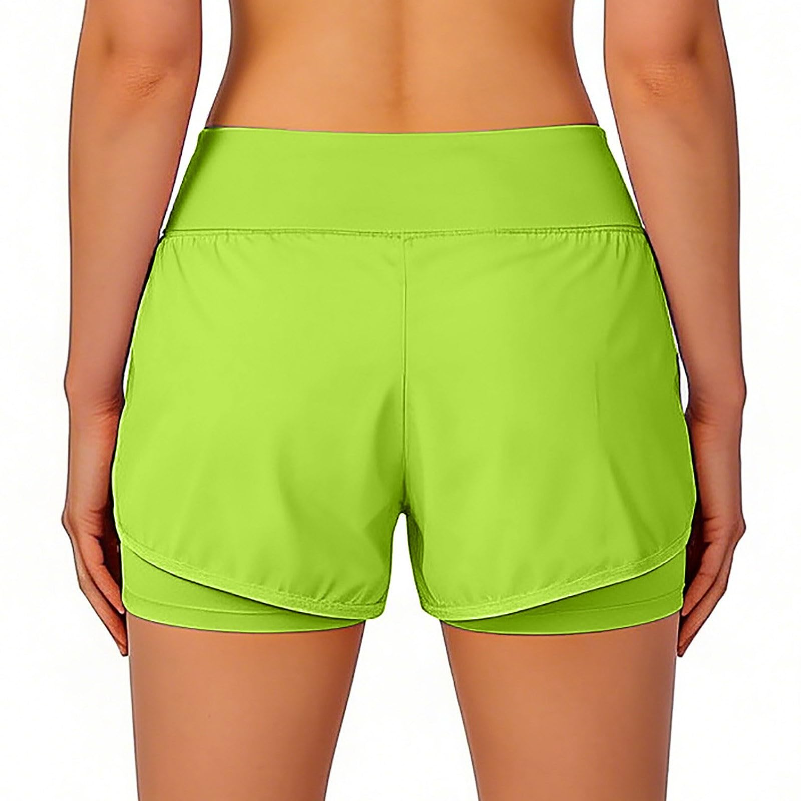 Laufshorts Damen 2 in 1, Anti-Durchsichtig mit Seitentaschen Reißverschlusstasche am Bund High Waist schnelltrocknend Sportshorts für Yoga Training