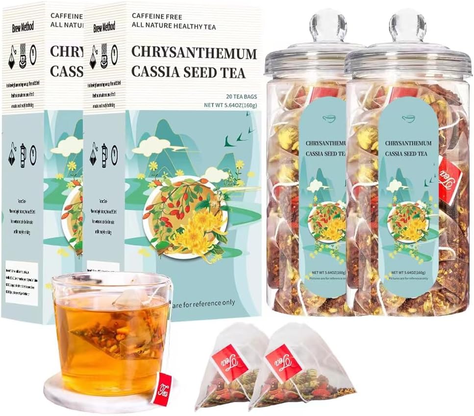Chrysanthemum Cassia Seed Tea Bags, Chinese Liver Cleanse Detox & Repair Tea With Burdock Root Wolf-berry Honeysuckle Osmanthus Mixed Herbal Floral Tea Bags