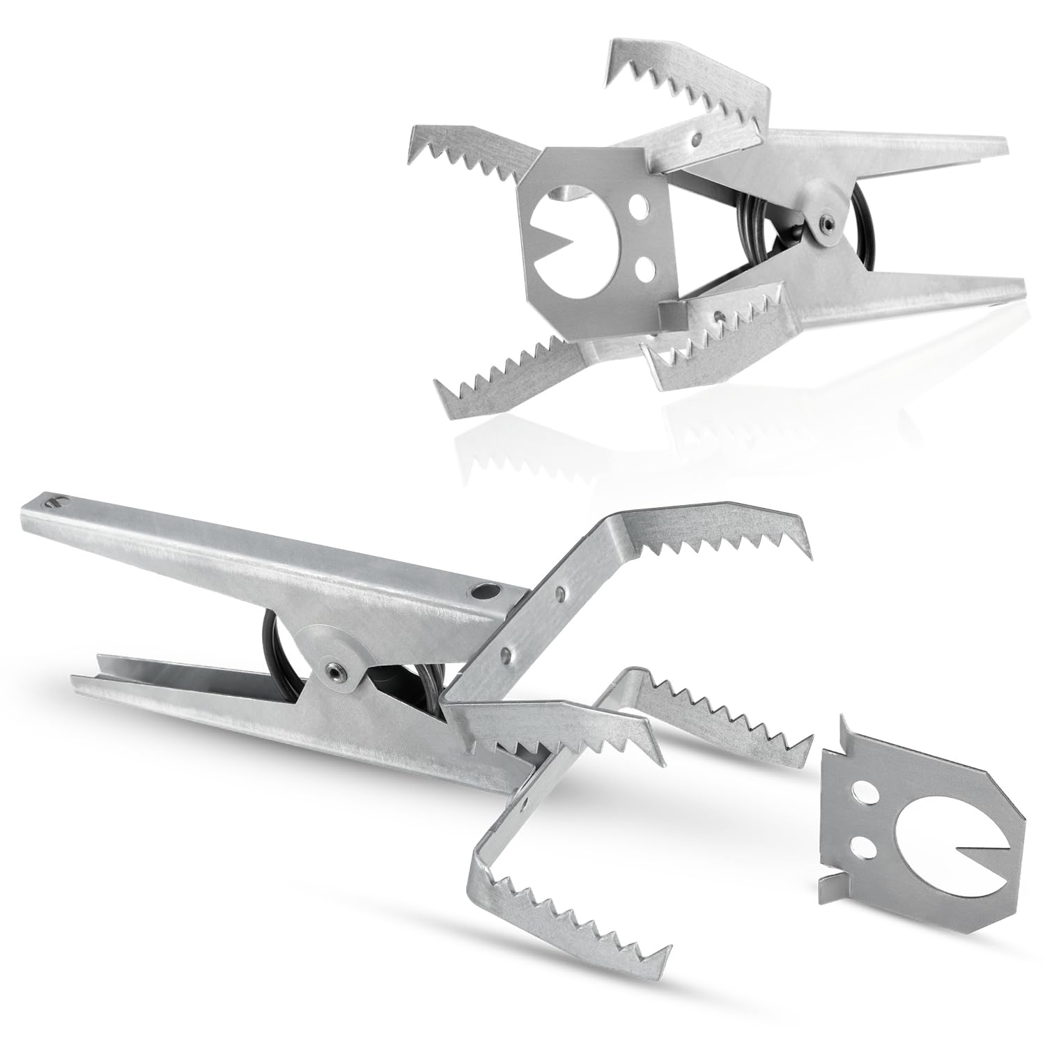COM-FOUR® 3x pulapka na nornice z plyta ustalajaca, pulapka na szczypce z ocynkowanej blachy, ok. 18,5 cm (03 sztuki - szczypce + tacka na przynety)