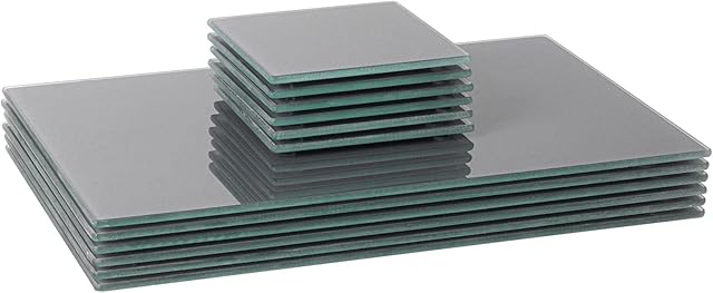 Harbour Housewares 12pc Grey 30cm x 20cm Glass Placemats & Coasters Set - Large Kitchen Dining Dinner Table Place Mats Set