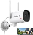 DEKCO 2Pack Outdoor Security Camera with 2K Color Night Vision, Pan Rotating 180° Wired Camera Surveillance Exterieur Support 24/7 Recording, 2.4&5G WiFi, AI Auto Tracking, Work Alexa/Google Assistant