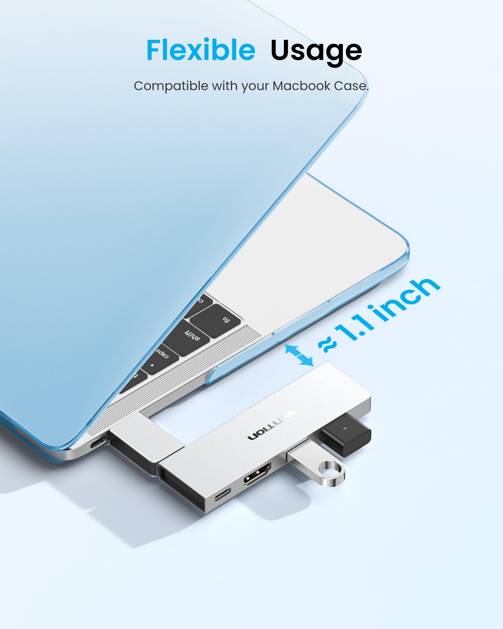 VENTION MacBook USB Adapter, 6-in-2 Mac Hub with Dual USB C, Removable Magnetic USB-C Connector, PD 140W / 8K @ 240Hz / 80Gbps Max, Compatible with All Laptops/iPads, Silver
