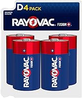 Vista 1 de Rayovac D Batteries, Fusion Premium D Cell - Batería alcalina, 4