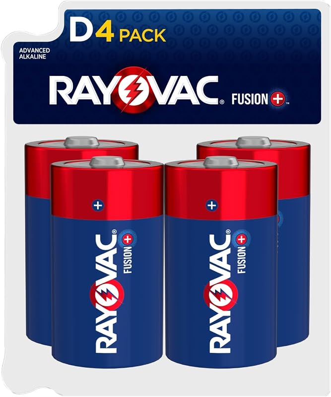 Baterías Rayovac Fusion D (paquete de 4), baterías alcalinas de celda D