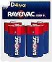 Rayovac Fusion D Batteries (4 Pack), Alkaline D Cell Batteries