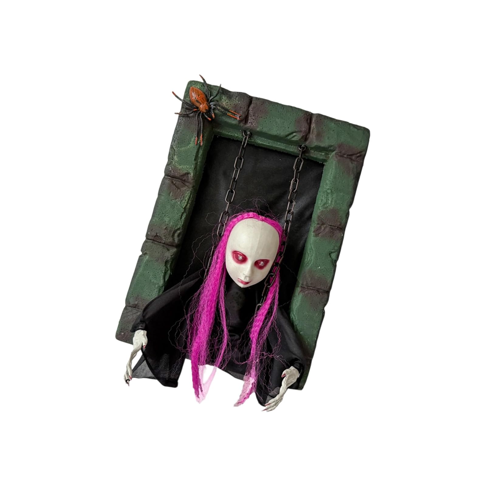 TFAOYS Dynamic Chainsaw Manifestation Figure with Realistic Motion Transducer Started LED Globes and Horror Sounds for Inside Use Scary Window Suspended Decoration