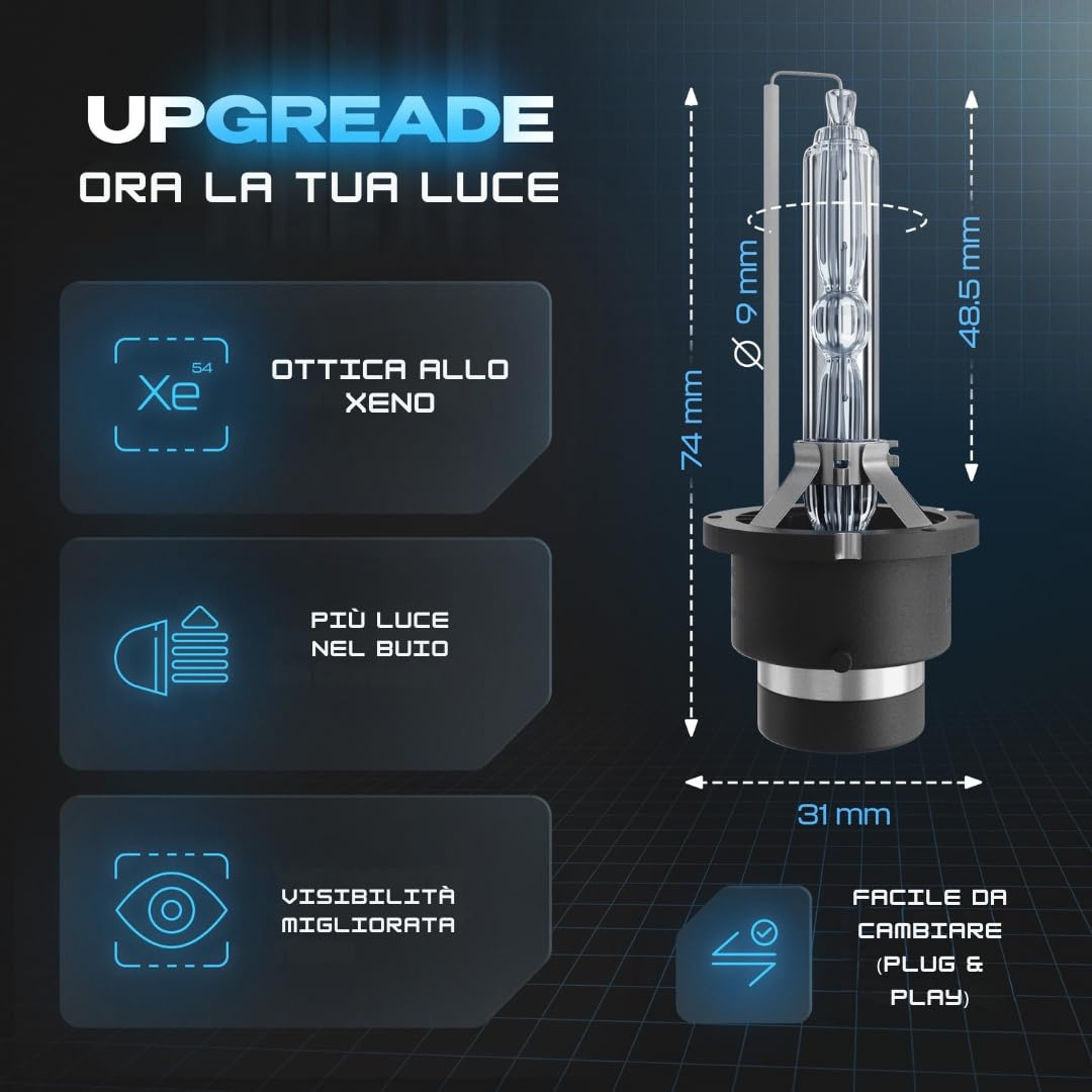 Gread D2S Xenon Burner 2 pezzi - 6000k 35W - per fari allo xeno con precisione e lunga durata bianco