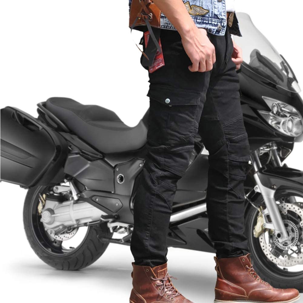 Uomo Moto Biker Jeans Rinforzato Protezione Pantaloni Linning Includono Armature Motorcycle Pants