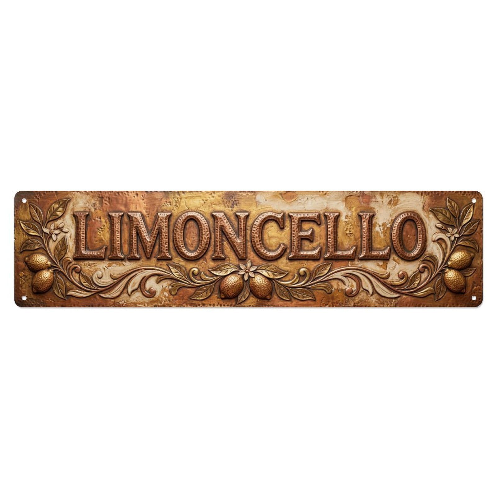 Limoncello Hammered Relief Liqueur Metal Tin Skinny Sign Plaque Wall Decor for Cafe, Club Bar, Office, Home Garden Metal Poster 4x16Inch