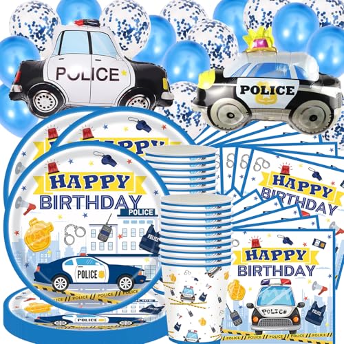 Déco Anniversaire Police complète avec assiettes et serviettes