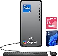 Vista 9 de HP OmniDesk M02 Business Tower Desktop con copilot, Intel Core i7-14700, 16 GB DDR5 RAM, SSD de 1 TB, teclado y mouse con cable, Wi-Fi 6, Bluetooth