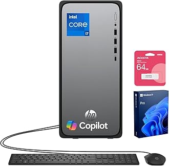HP 2025 Omnidesk (Envy Next Brand) M02 AI Copilot Business Tower Desktop, Core i7-14700, 16GB DDR5, 1TB SSD, Wired KB & Mouse, Wi-Fi 6, Bluetooth, W11P, Bundle with ADATA 512GB External SSD