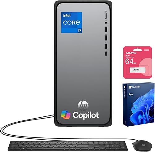 Miniatura 9 de HP OmniDesk M02 Business Tower Desktop con copilot, Intel Core i7-14700, 16 GB DDR5 RAM, SSD de 1 TB, teclado y mouse con cable, Wi-Fi 6, Bluetooth