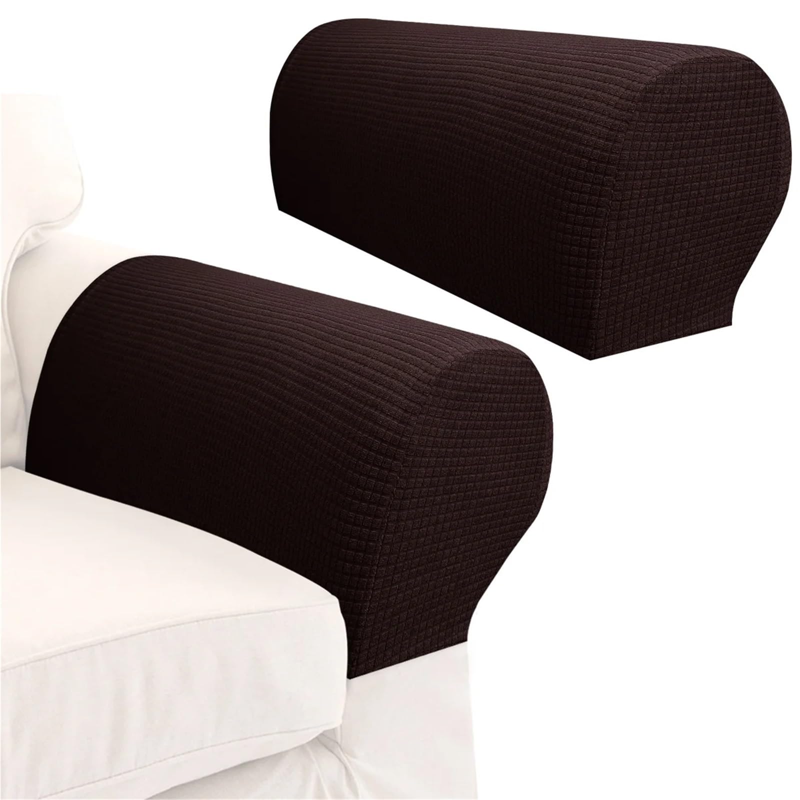Zovloer Arm Chair Covers 3sets Stretch Armrest Covers Set Chair Sofa Arm Protectors Armchair Solid Couch Cover Removable Elastic For Recliner Armchairs Sofas Couch(Dark coffee)