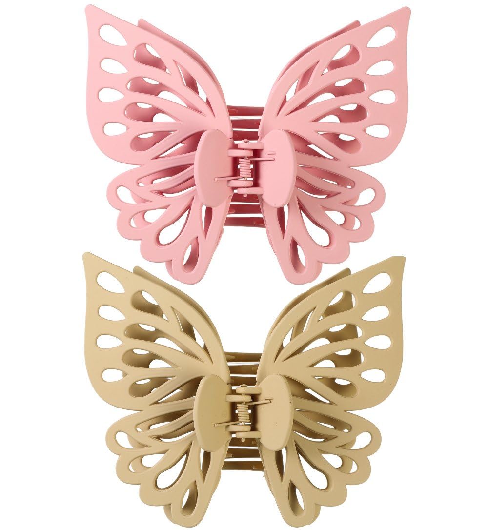 Fituenly 2pcs Butterfly Hair Claw Clips Vintage Hair Clamps Non-slip Hair Claw Jaw Clips Hair Catcher Barrette Head Piece for Women Girls Fashion Accessories Headwear