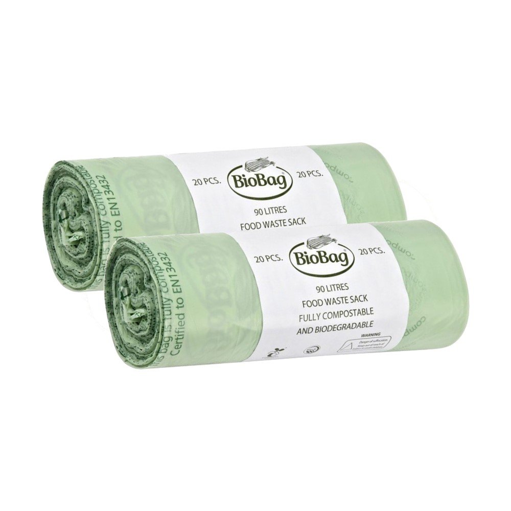 Caddy Liners Direct Neutral 90 Litre X 40 Biobag Tie-Top Compostable Biodegradable Commercial Food Waste Sacks (90L) En13432