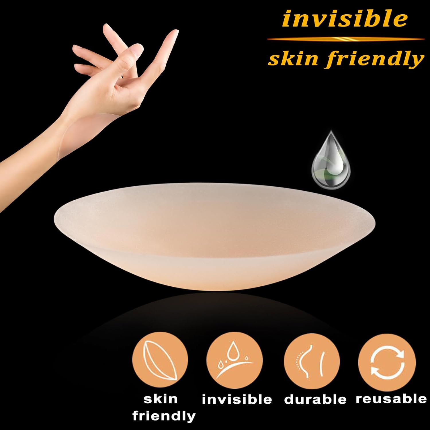 PRETTYWELL Nipple Covers for Women,Waterproof Silicone Nipple Pasties Reusable,Ultra Thin Adhesive Nipple Cover Petals - Image 4