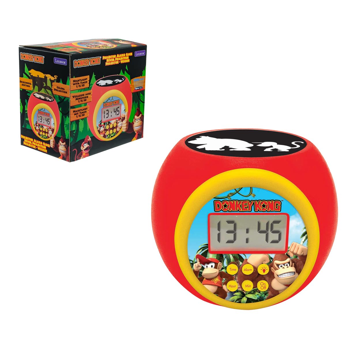 LEXIBOOK, Donkey Kong Projector Alarm Clock with Timer, RL977DKLXB