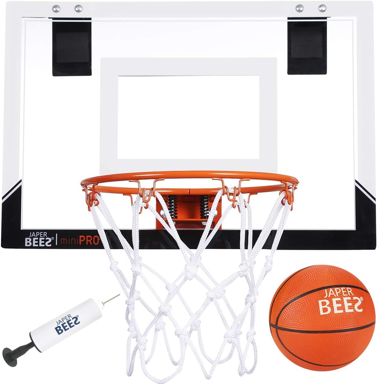 JAPER BEES Pro Mini Basketball Hoop Over The Door & Wall Mount Indoor Basketball Hoop w/Shatterproof Backboard