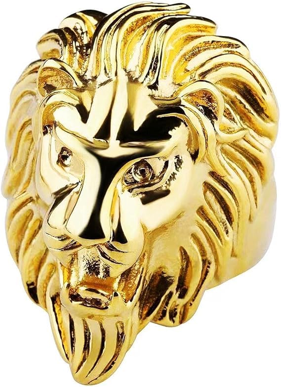 Satguru Simba Lion King Rings for men 3D Lion Head Gold Plated Biker 316 Stainless Steel Rings Iced Out Jewelry Punk Ring Hip Hop Heavy Metal Cocktail Party Ring Vintage Animal mens fashion rings-image-45