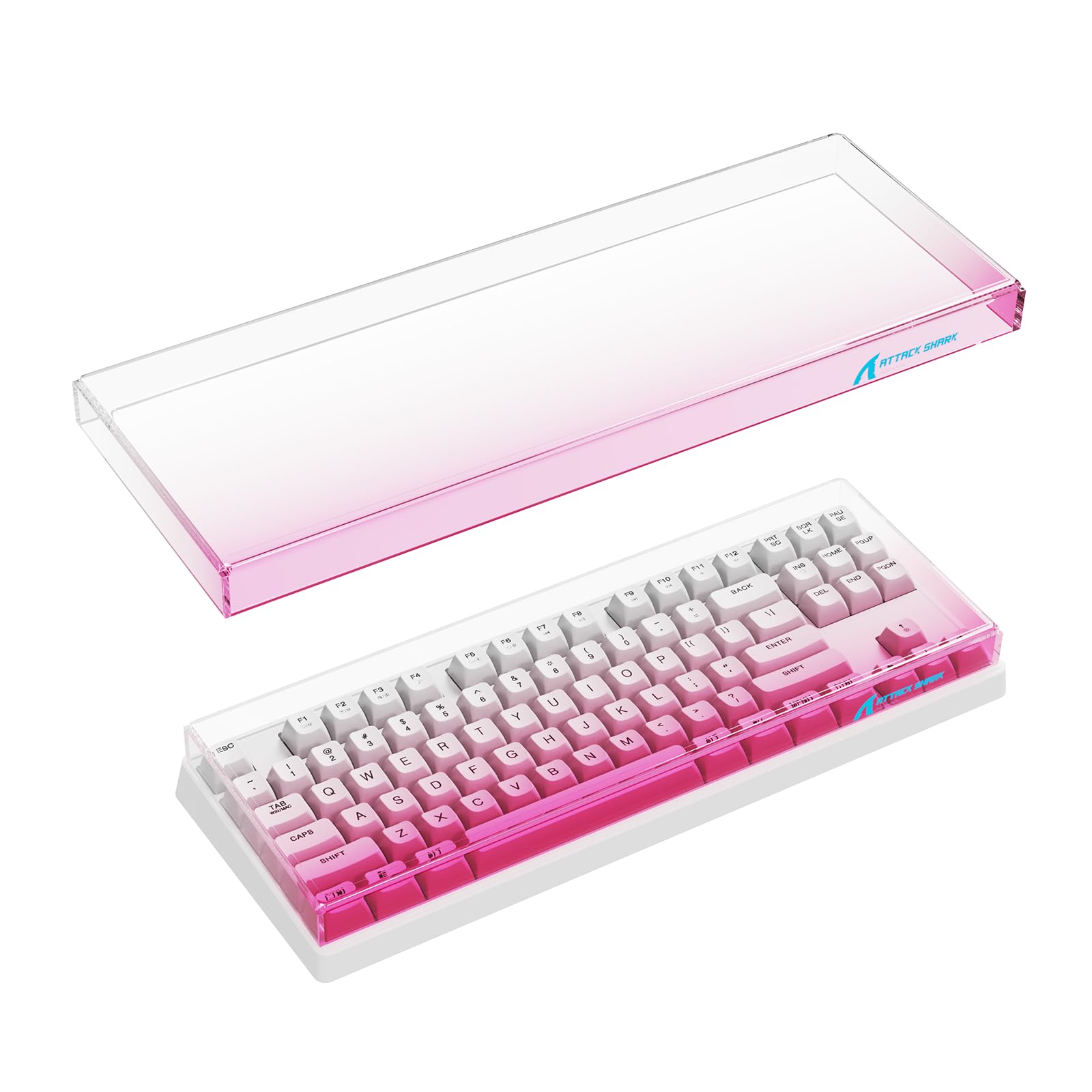 ATTACK SHARK Clear Acrylic Keyboard Dust Cover Waterproof Cover for 87 Keys Gaming Keyboard,12.9*5*0.9in,Compatible with Size Below 87 Keys,Anti-Knock-Pink