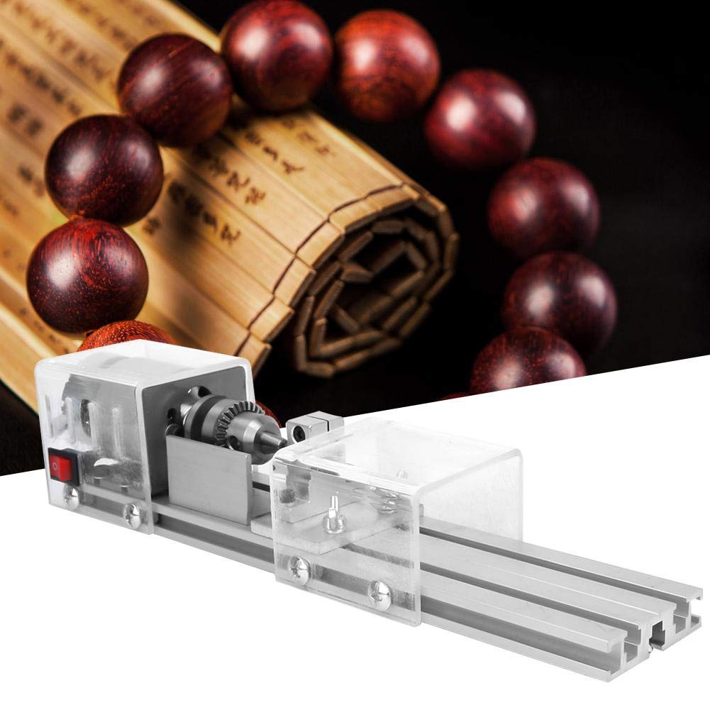 Tyenaza Mini tornio per Perline, 12-24 V Fai-da-Te per la Lavorazione del Legno tornio per Legno Fresa, 4000-8000 Giri/min tornio rettifica lucidatura Trapano Strumento(220V)