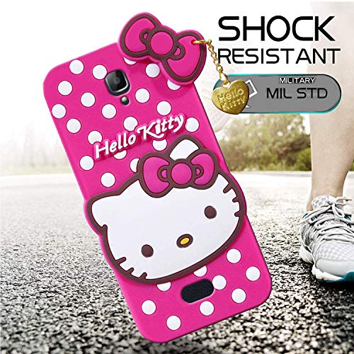 Image of Unirock Hello Kitty Back Case Cover for Oppo NEO 5 | 3D Cute Hello Kitty Case |Soft Silicone Rubber Back Cover with Pendant Kitty Cover for Oppo NEO 5 (Pink)