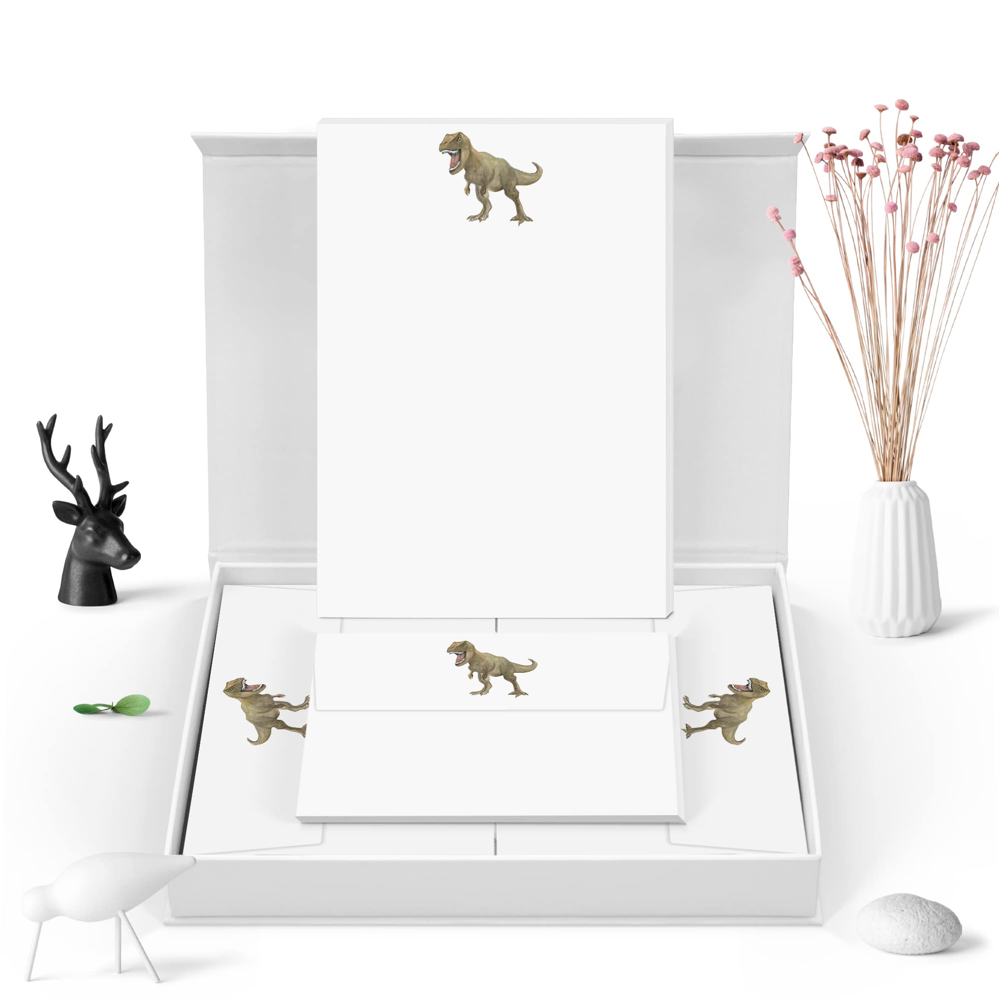 Me Loovely Tyrannosaurus Rex Dinosaur Letter Writing Paper and Envelopes Set Stationery Supplies | Gifts (20 Letters, & 20 Envelopes with Gift Box)