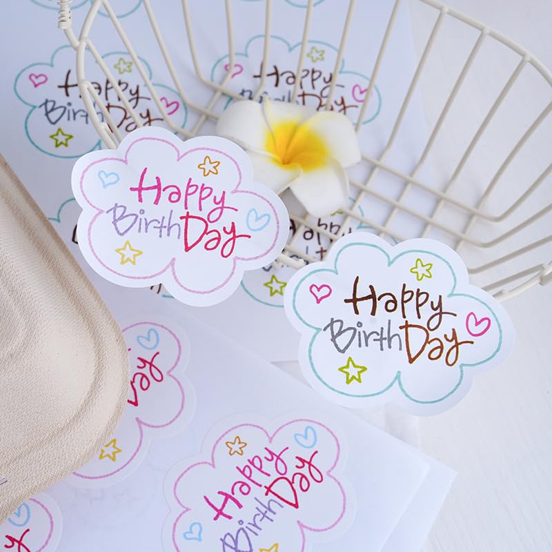 Confezione 30 Adesivi Etichette Ovale "Happy Birthday" 51x25 Mm Per Pacchi Regalo E Buste