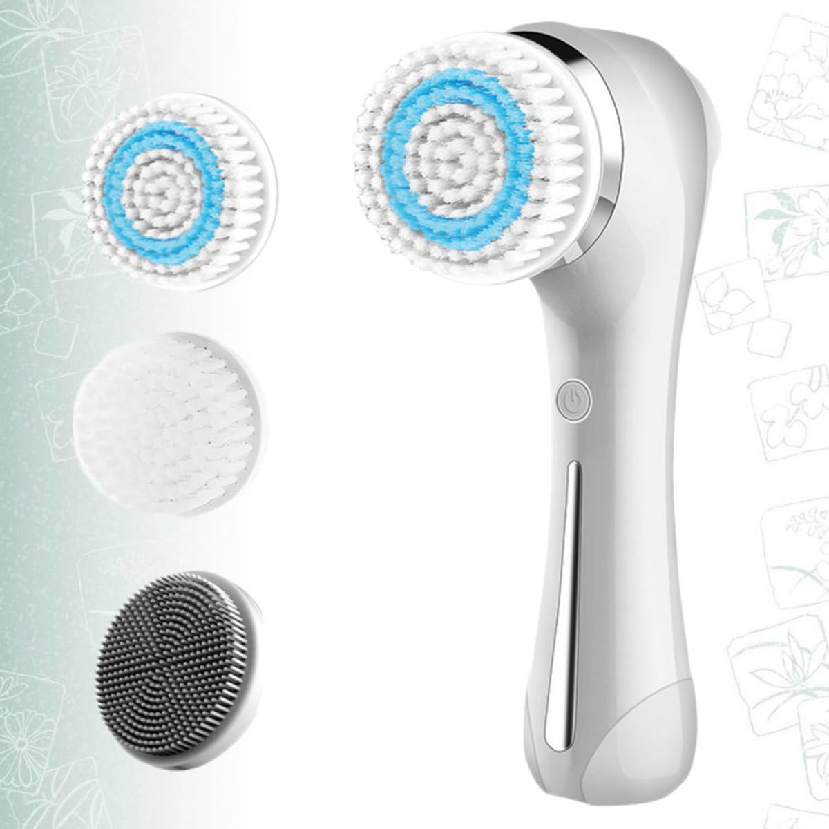 Elektrische aus Silikon Gesichtsreinigungsbürste für Zuhause | Weiß, für Frauen und Mädchen, Reiseformat, mit Massage und Ionenfunktion