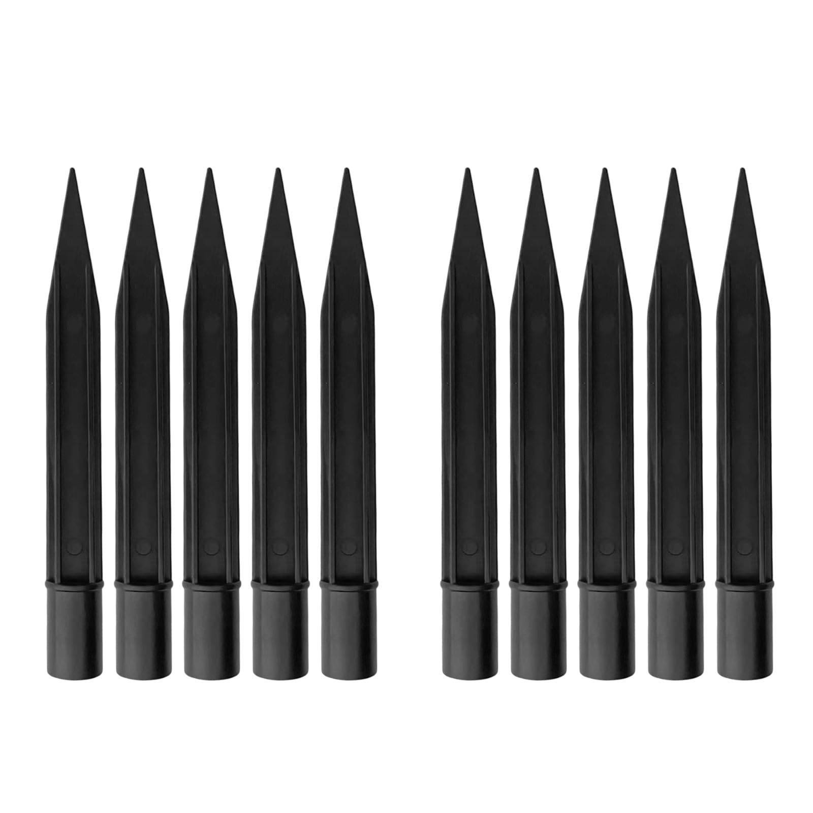 PureSphere 10 Pack Solar Torch Light Ground Spikes, Black Plastic Replacement Stakes, Landscape Lawn Light Holders for Yard Pathway Garden Lamps