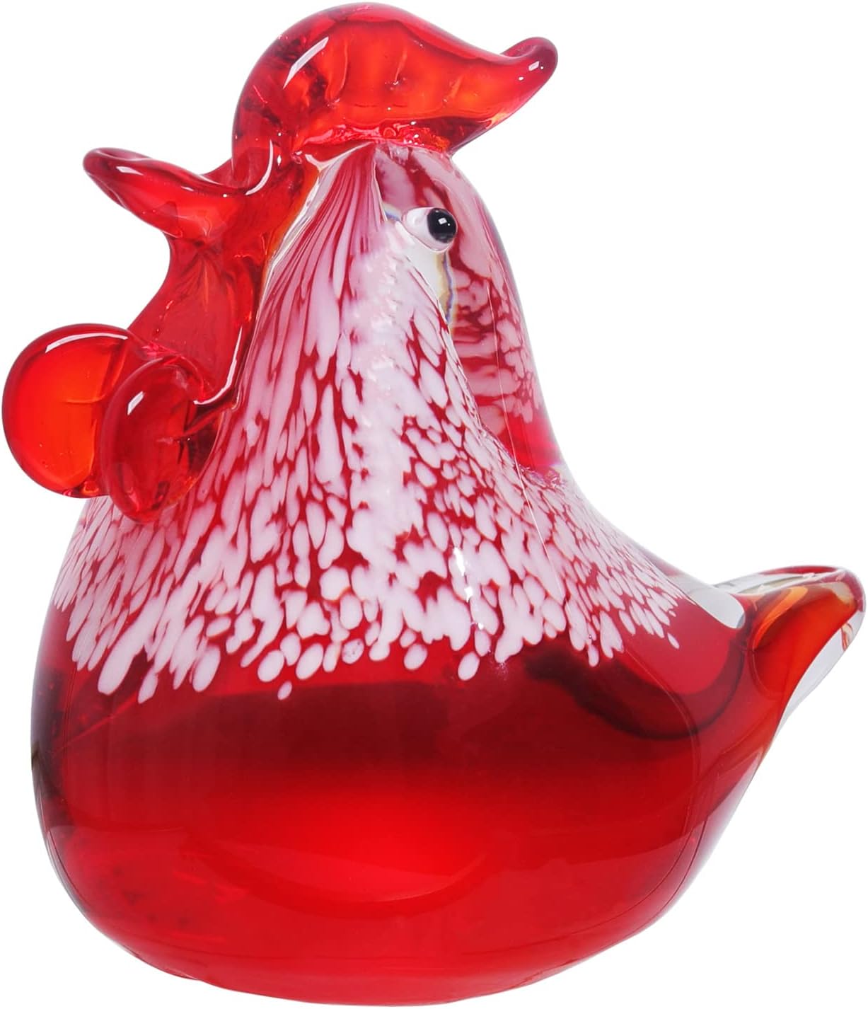 LONGWINHand Blown Glass Chicken Sculpture Handmade Art Glass Rooster Animal Figurine Home Decoration Ornament