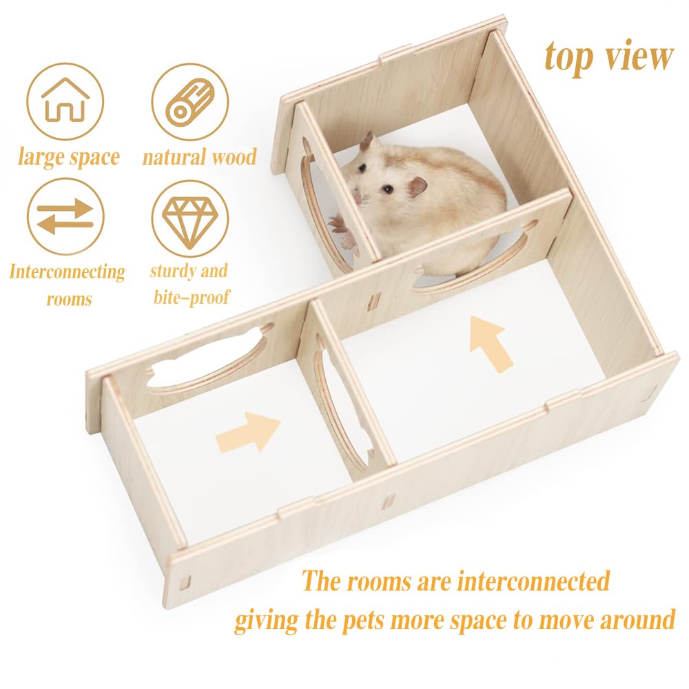 Maison d'angle pour Hamsters Maison en Bois pour Hamsters Cage pour Hamsters Cachette d'angle pour Gerbils-Chinchilla-cochons d'Inde Petits Animaux nichent