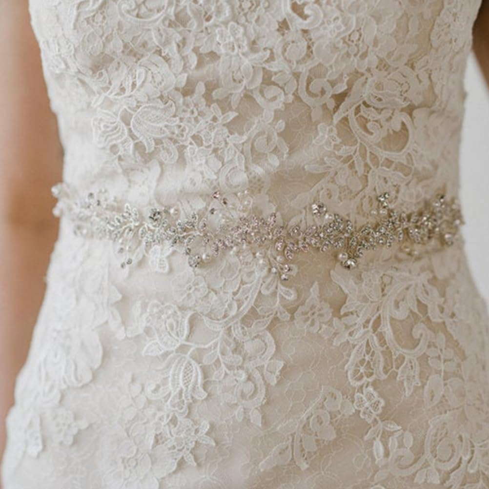 PRETYZOOM Bridal Rhinestone Wedding Dress Belt Sash 23.62 Inch Diamond Applique Waistband for Bridesmaid Formal Occasion Accessories - Image 3