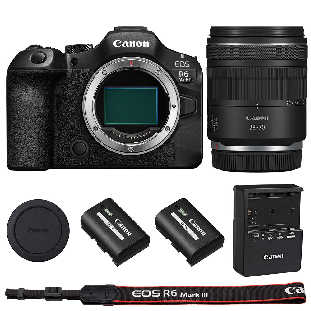 Canon EOS R6 Mark III Mirrorless Camera with RF 28-70mm f/2.8 is STM Lens &amp; Extra Canon LP-E6P Battery