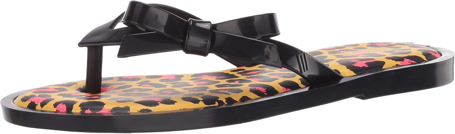 Melissa Shoes Flip-Flop Animal Print AD Black/Yellow 7 M