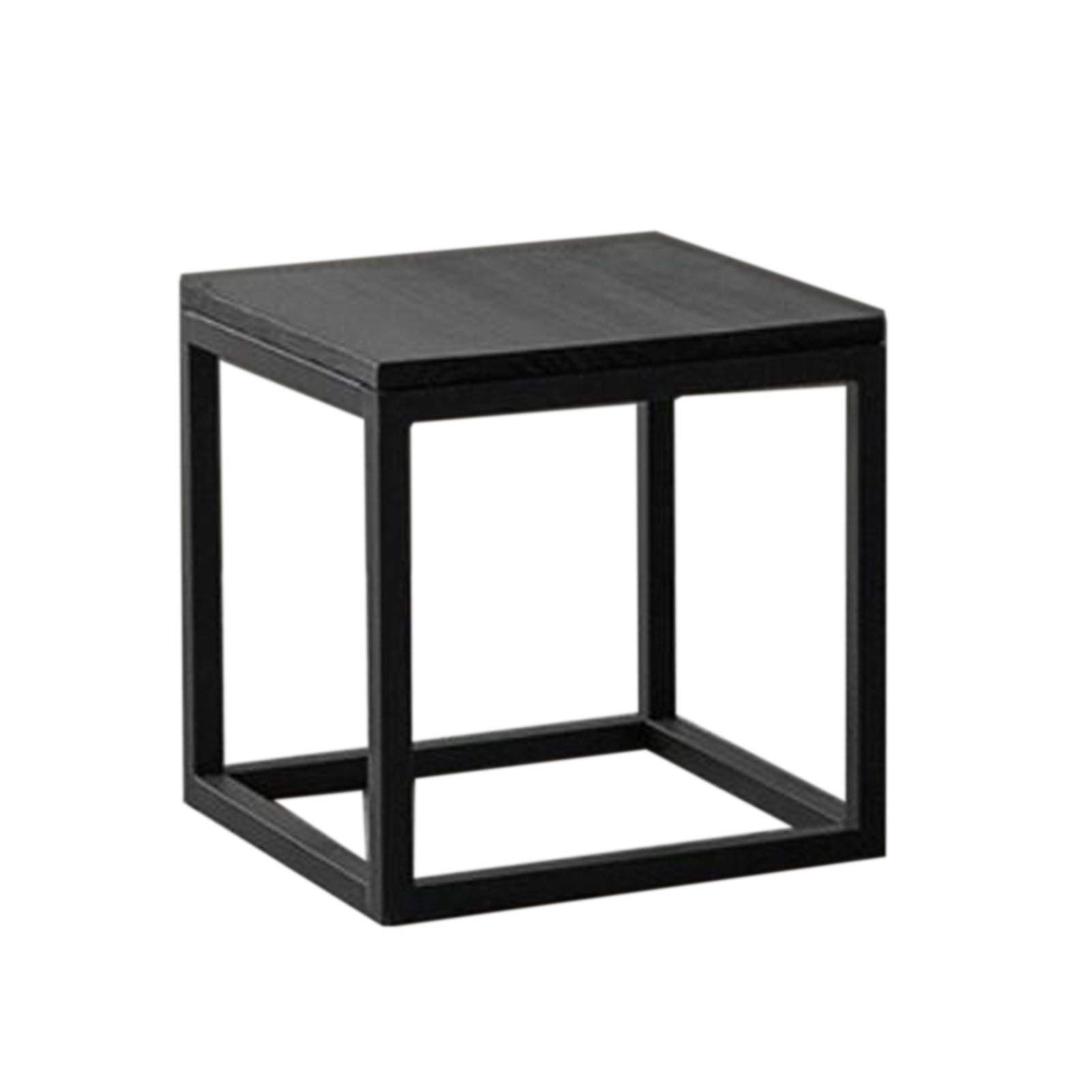 HAIZHENSide End Table Square Sofa Side Table,Solid Wood Table Top,Metal Frame Support,Nested Side Table, Combination Set for Living Room Bedroom(Size:15.74 * 15.74 * 15.74in,Color:Black)