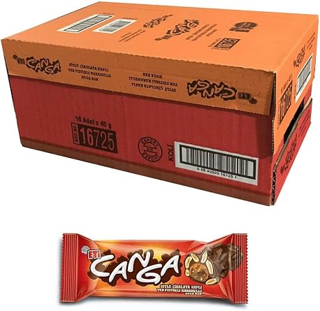 Eti Canga S tl   ikolata Kapl  Yer F st kl  Karamelli Ku a Bar, 16l  Kutu, 45 g