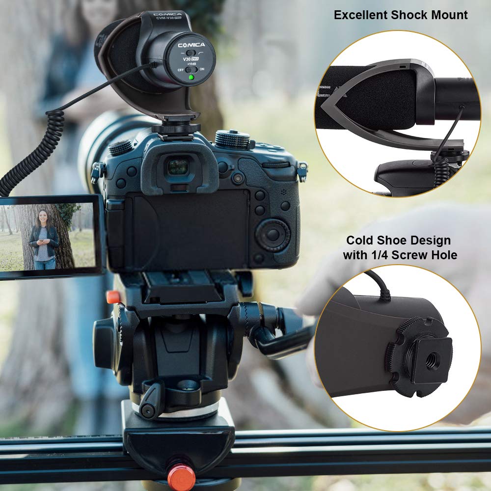 COMICA CVM-V30 Pro VideoMic, Microphone Canon Professionnel Super cardioïde directionnel, Condensateur Micro pour DSLR Caméra Canon/Sony/Nikon/Panasonic/Olympus, Smartphones pour Youtube TikTok(Noir)