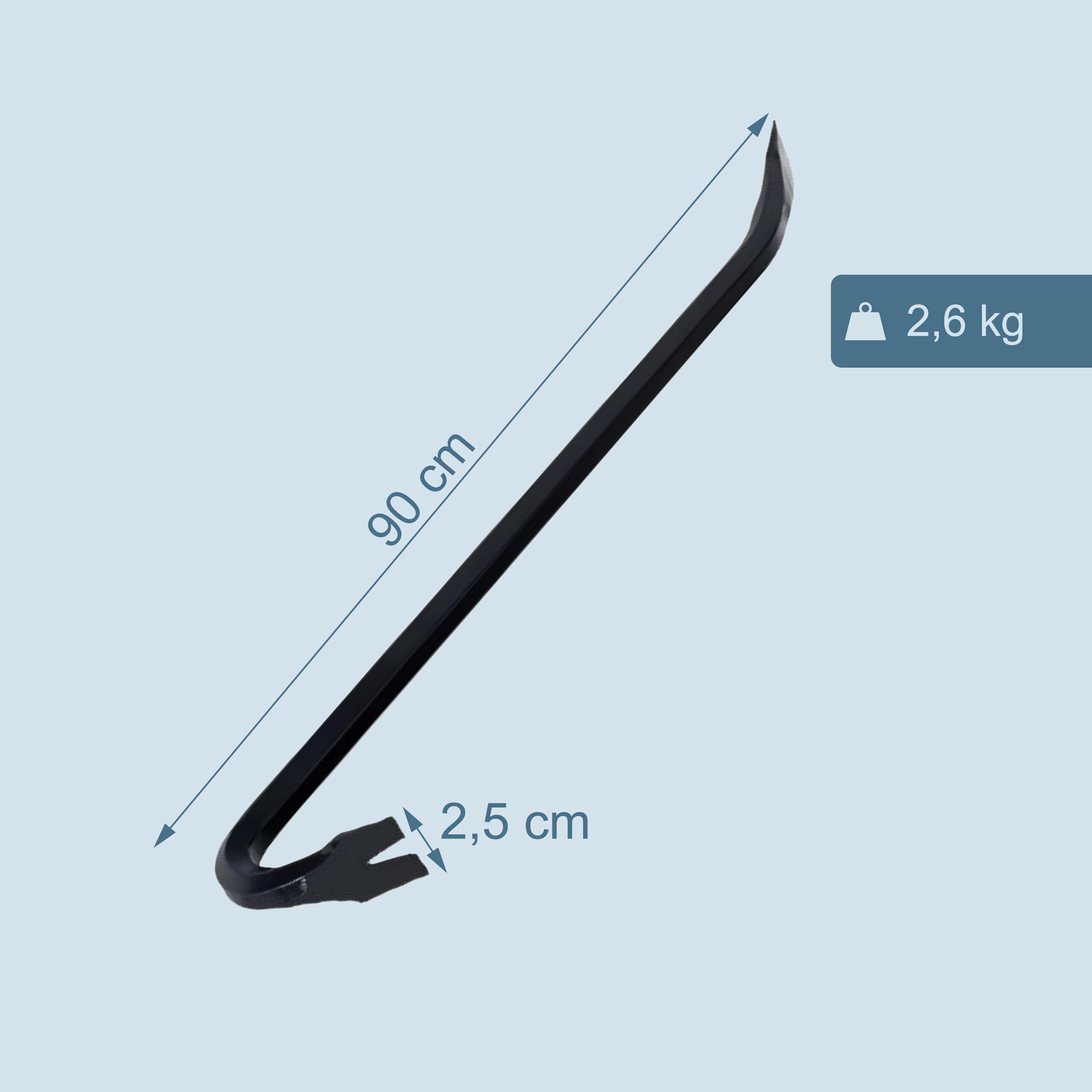 Relaxdays Piedi di Porco XL in Acciaio Pieno, 90 cm, per Sollevare e estrarre Chiodi, utensile per smontaggio Nero