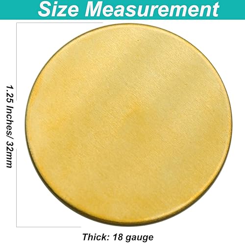 Miniatura 2 de ABBECIAO Etiquetas circulares de latón grueso de 1-14 pulgadas para hacer joyas y manualidades (paquete de 20)