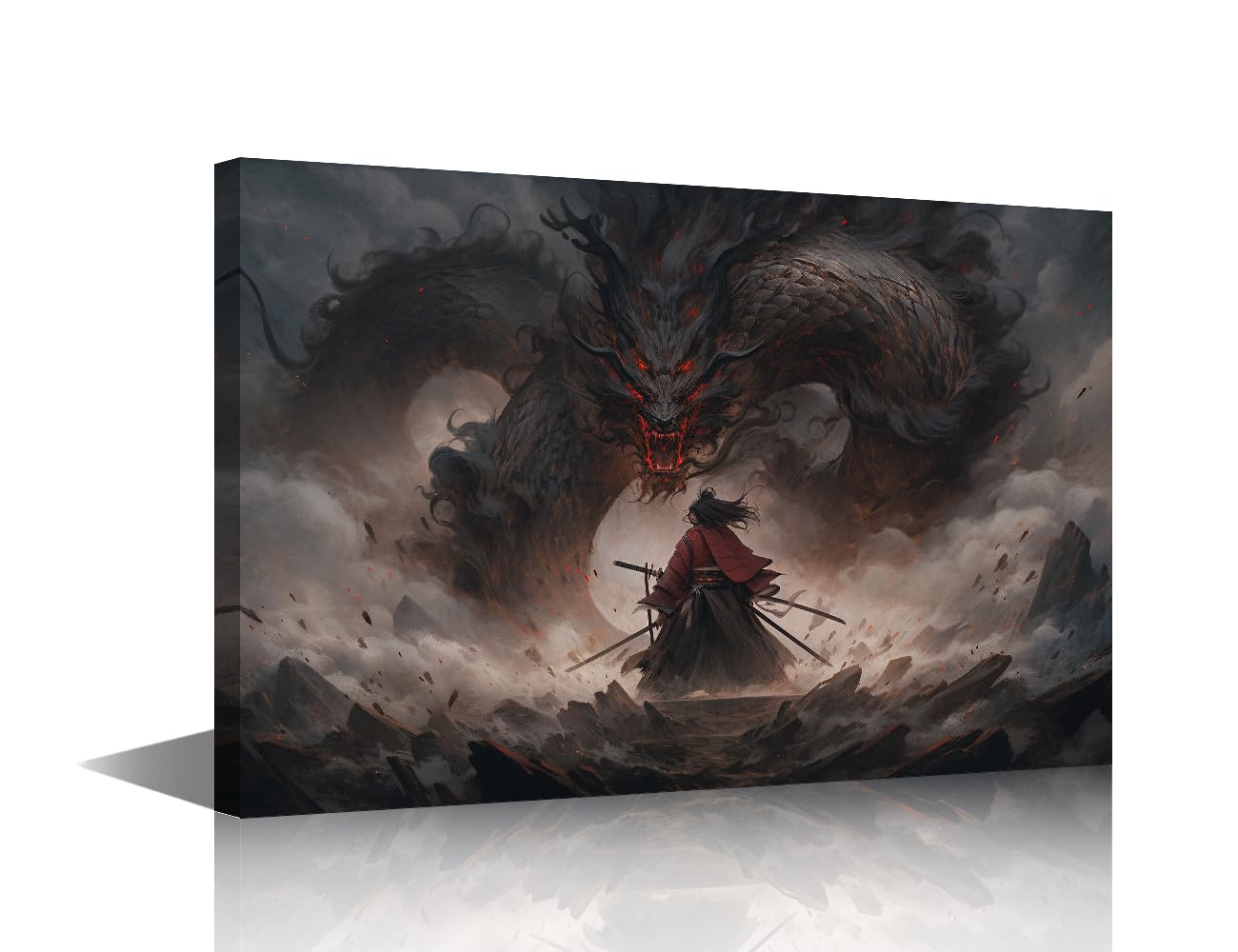 TISHIRON Artwork for Home Walls Hobbit Wings Dragon Pictures for Living Room Dragon Wall Art Canvas Art Prints Dragon Canvas Art Wall Decor Stretched and Framed Ready to Hang, 30x45cm