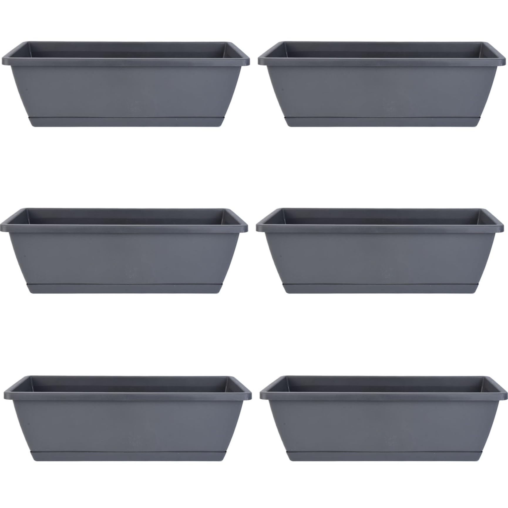 Jardinières de fenêtre avec drainage et plateau en lot de 6 pour balcon