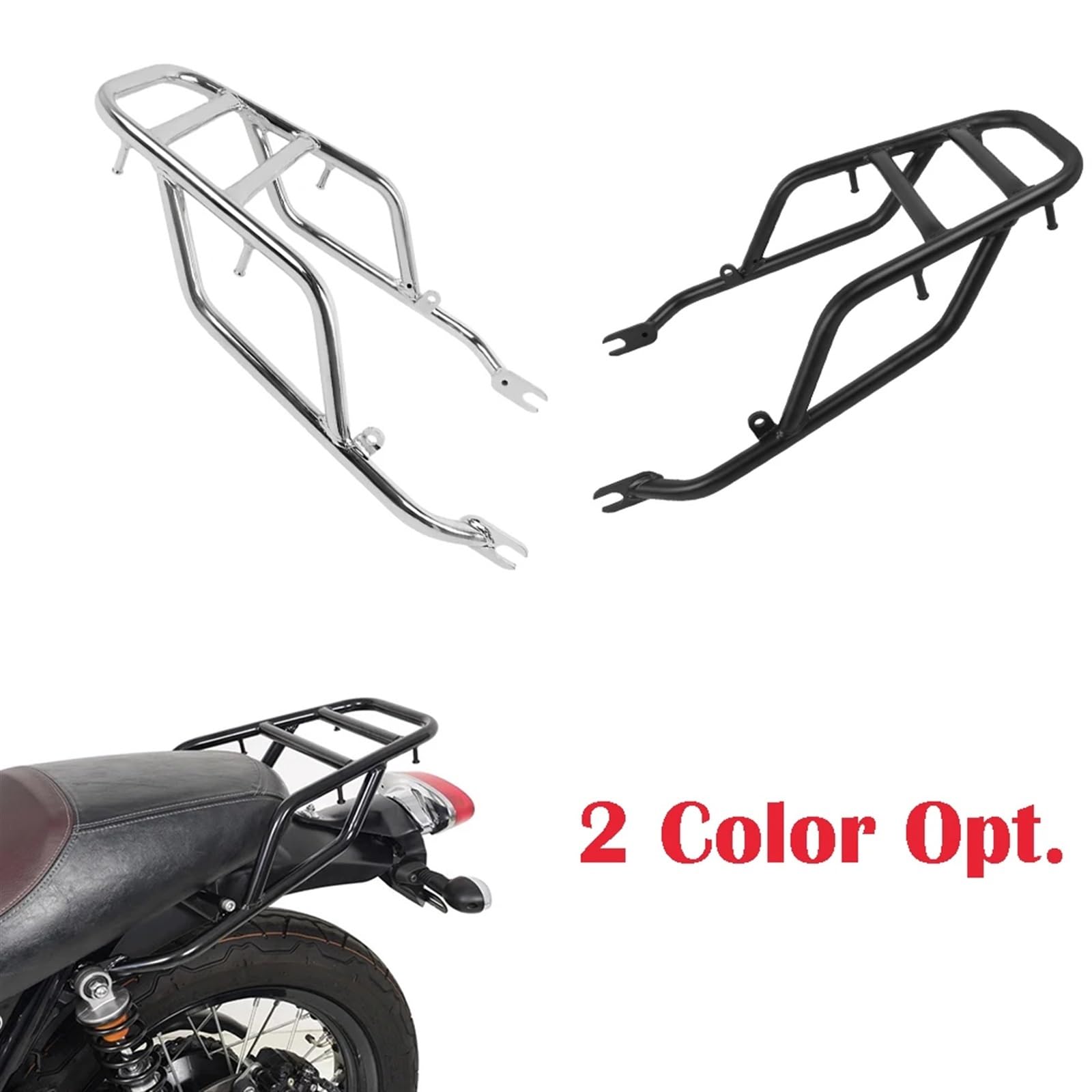 porte Support de queue et porte-bagages arrière pour moto Kawasaki W800 W650 W400 (Chrome)