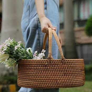 Amazon｜Tuyiutm 藤かご バスケット ラタン製 ビッグサイズ 大容量