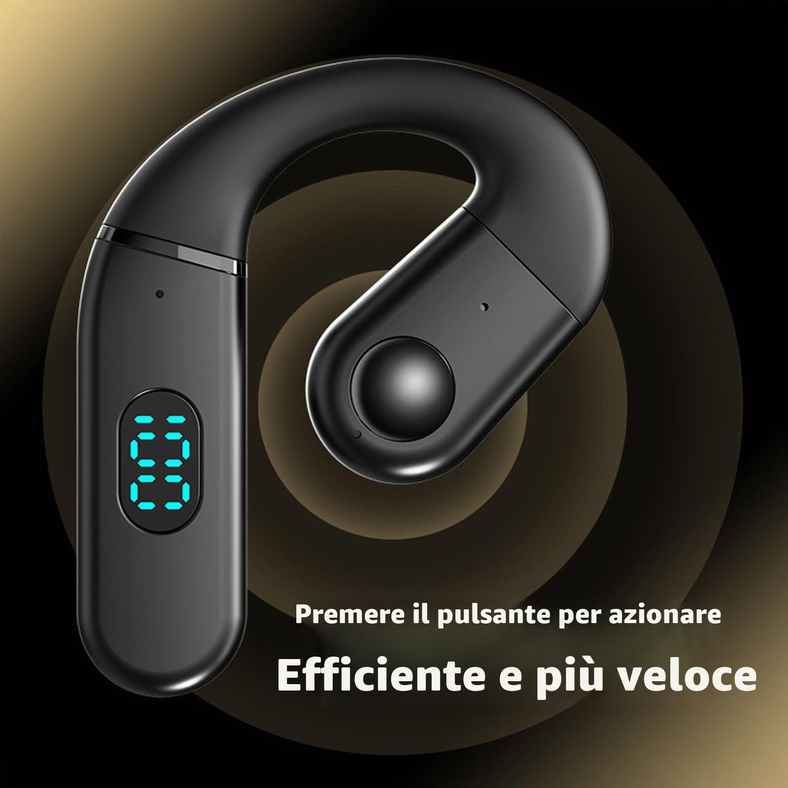 VBESTLIFE Auricolare Bluetooth a Orecchio Singolo, Conduzione Ossea BT V5.5 Auricolare con Cancellazione del Rumore, Microfono Ruotabile a 180 °, Riproduzione di 30 Ore, per lo Sport, Guida